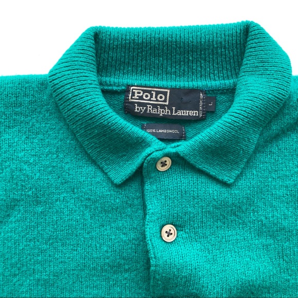 Polo by Ralph Lauren Sweater Lambs Wool Green - Picture 5 of 6